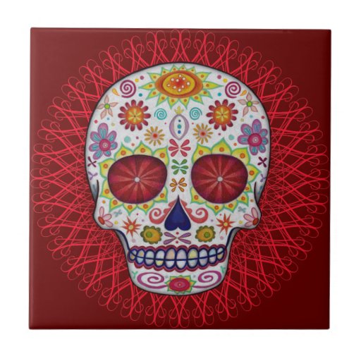 Day of the Dead Skull Ceramic Tile | Zazzle