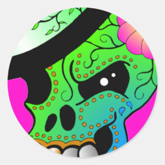 Day Of The Dead Skull Classic Round Sticker