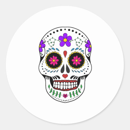 Day of the dead skull classic round sticker