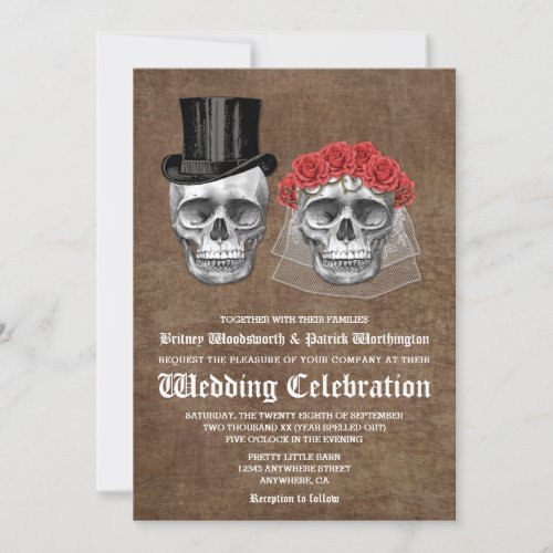 Day of the Dead Skull Couple Wedding Invitations