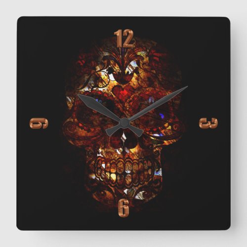 Day of the Dead Skull Death Mask Design Square Wall Clock