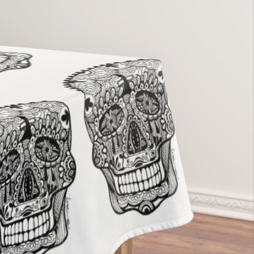 Day of the Dead Skull Doodle Art Tablecloth