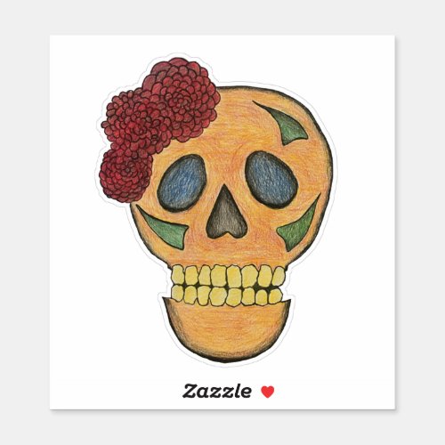 Day of the Dead Skull Floral Colorful Sticker