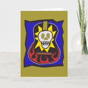 Day of the Dead Skull Guitar Gold w/Blue Card