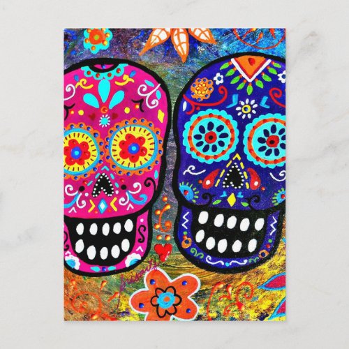 Day of the Dead Skull Heads Postcard