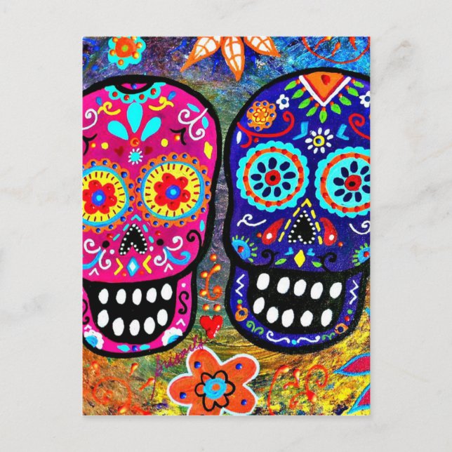 Day of the Dead Skull Heads Postcard (Front)