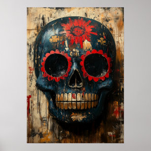 Day of the Dead Skull Mask – Mexican Cultural Poster