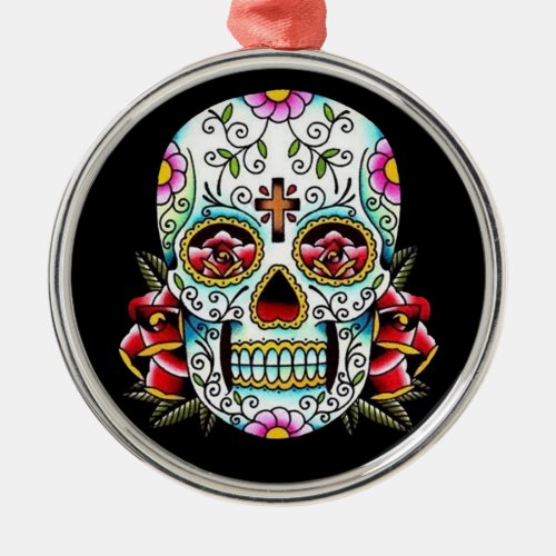 Day of the Dead Skull Metal Ornament