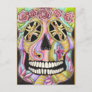 Day Of The Dead Skull 'n Roses Postcard