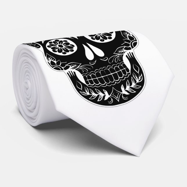 Day of the Dead Skull Neck Tie (Rolled)