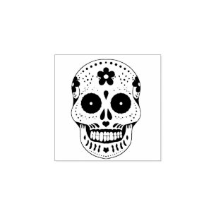 Day of the dead skull rubber stamp