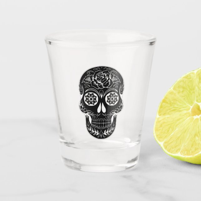 Day of the Dead Skull Shot Glass (Front)