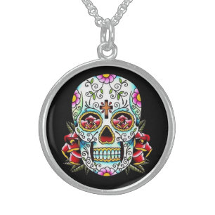 Day of the Dead Skull Sterling Silver Necklace