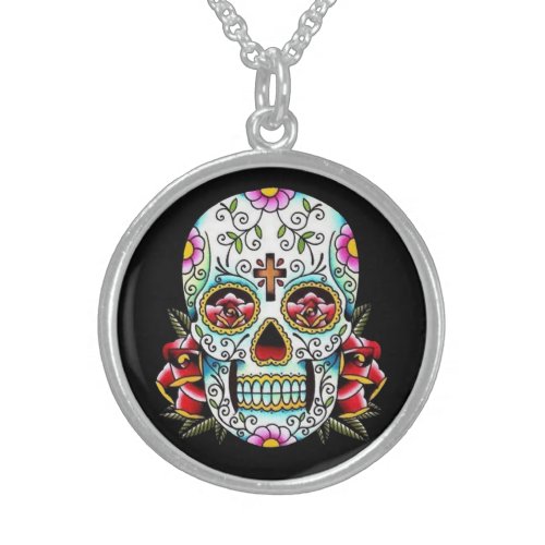 Day of the Dead Skull Sterling Silver Necklace