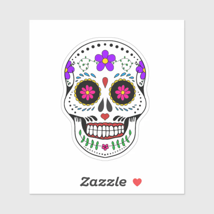 Day Of The Dead Skull Sticker Zazzle 1181