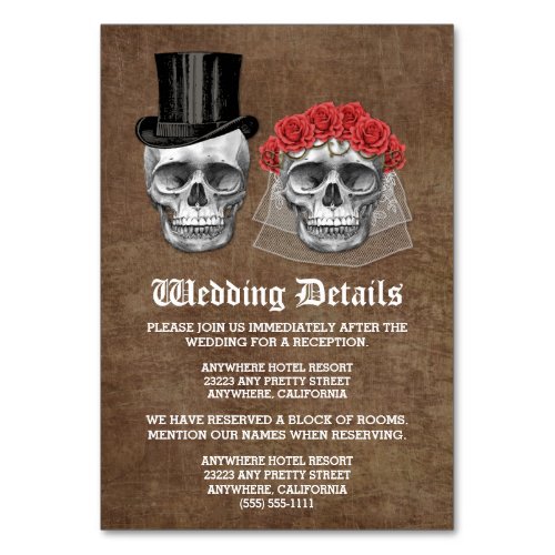 Day of the Dead Skull Wedding Enclosure Cards
