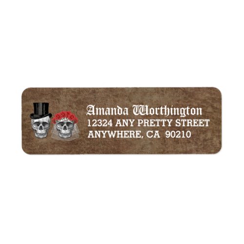 Day of the Dead Skull Wedding Return Address Label