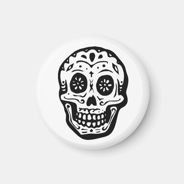 Day Of The Dead Skull-White Magnet (Front)