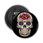 Day Of The Dead Skull With Rose Bottle Opener at Zazzle