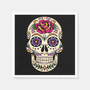 Day of the Dead Skull with Rose Paper Napkins