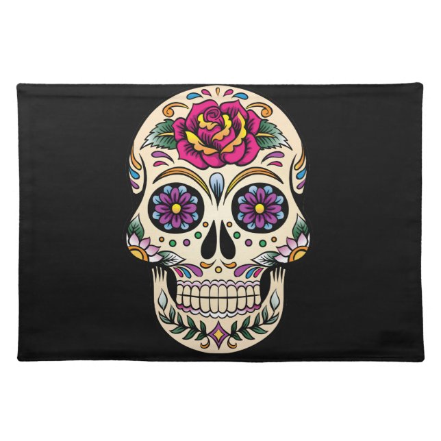 Day of the Dead Skull with Rose Placemat (Front)