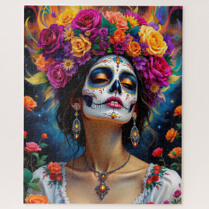 Day of the Dead Skull Woman In Costume Jigsaw Puzzle