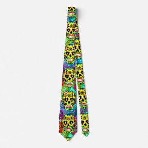 Day of the Dead Skull -Yellow Sugar Skull Tie