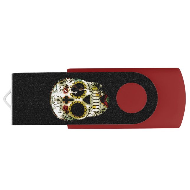 Day of the Dead Spooky Sugar Skull USB Flash Drive (Back)