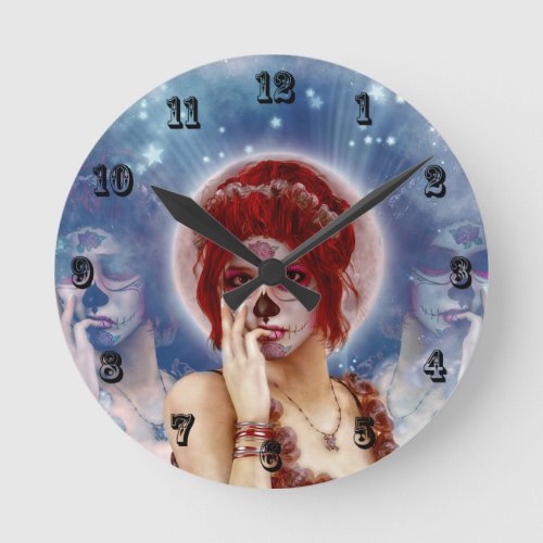 Day Of The Dead sugar doll Round Clock