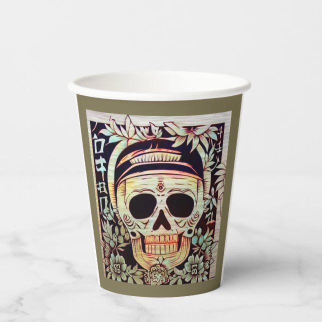 Day of the Dead Sugar Skull 3 Paper Cups (Front)