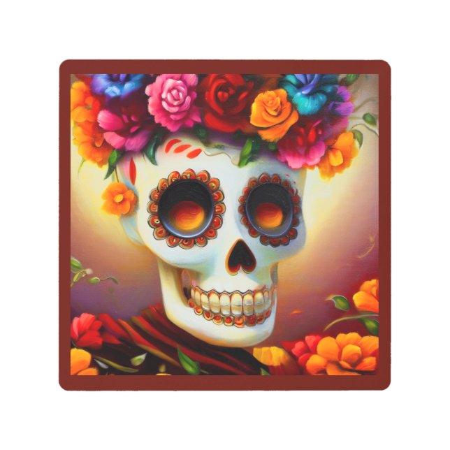 Day of the Dead Sugar Skull 4 Metal Print (Front)