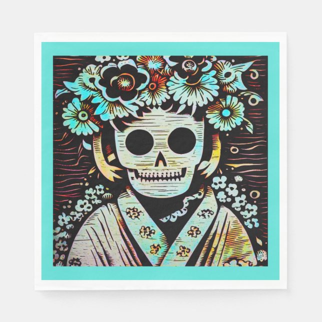 Day of the Dead Sugar Skull 4 Napkins (Front)
