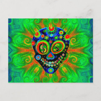 Day Of The Dead Sugar Skull Art Postcard
