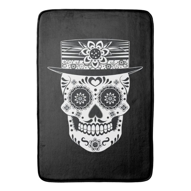 Day of the Dead Sugar Skull Bath Mat (Front Vertical)