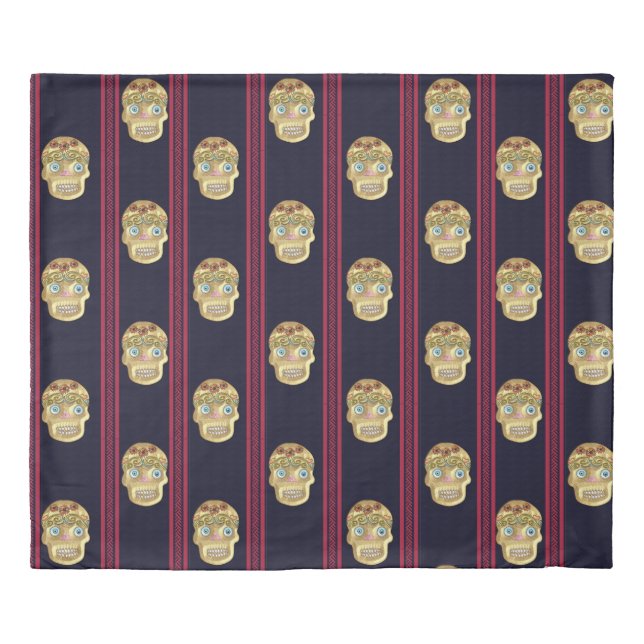 Day of the Dead Sugar Skull (Blonde) King Duvet Cover (Front)