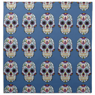 Day of the Dead Sugar Skull Blue Napkin