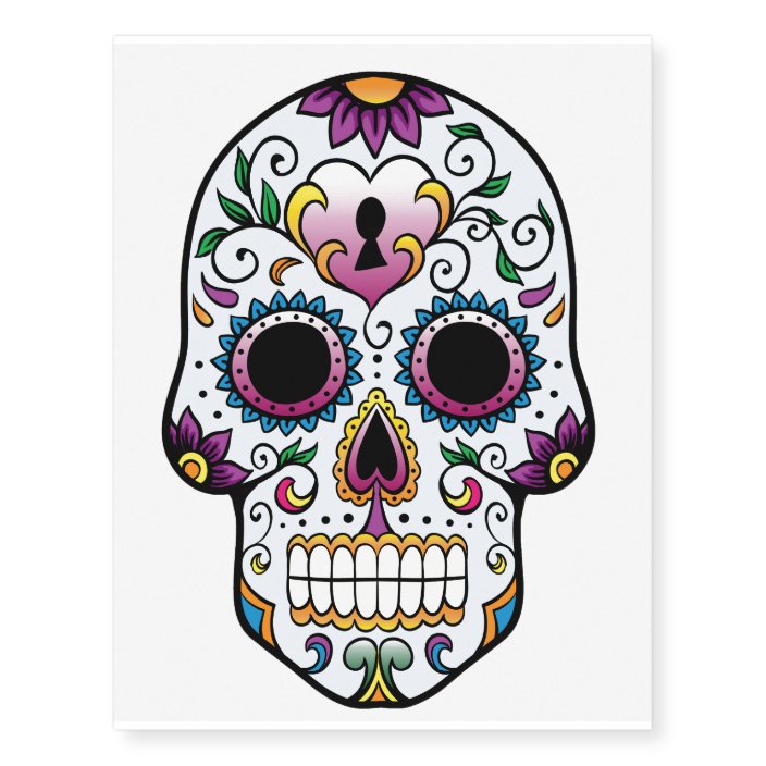 Day of the Dead Sugar Skull Blue Temporary Tattoos | Zazzle.com