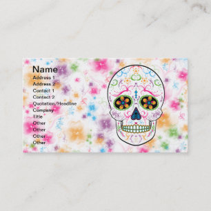 Day of the Dead Sugar Skull - Bright Multi Color Business Card