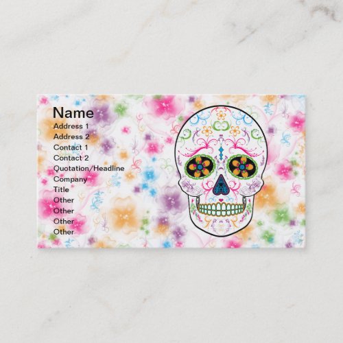 Day of the Dead Sugar Skull _ Bright Multi Color Business Card