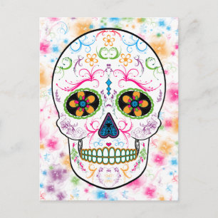 Day of the Dead Sugar Skull - Bright Multi Color Postcard
