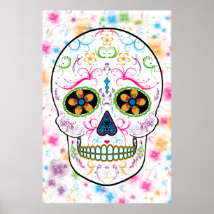 Day of the Dead Sugar Skull - Bright Multi Color Poster