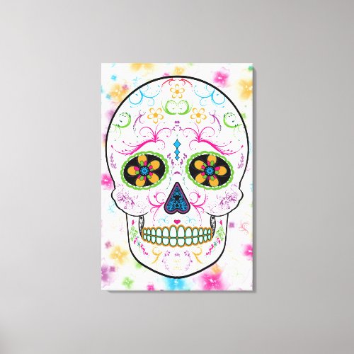 Day of the Dead Sugar Skull _ Bright Multi Colors Canvas Print