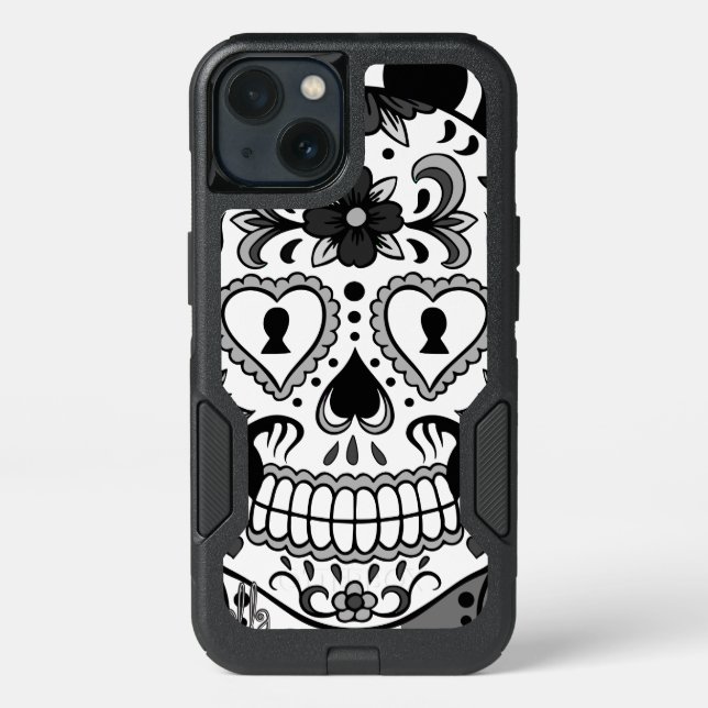 Day of the Dead Sugar Skull, by Skinderella Otterbox iPhone Case (Back)