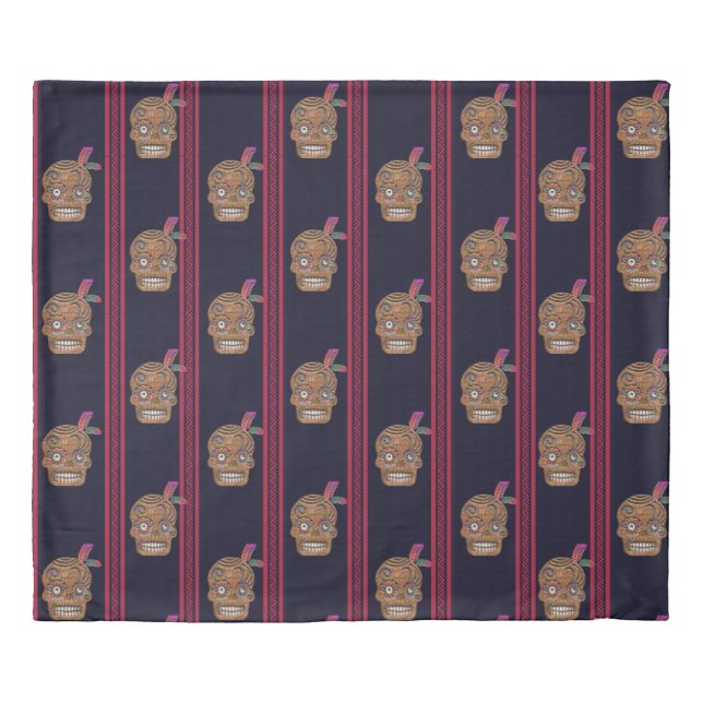 Day of the Dead Sugar Skull (Cedar) King Duvet Cover (Front)