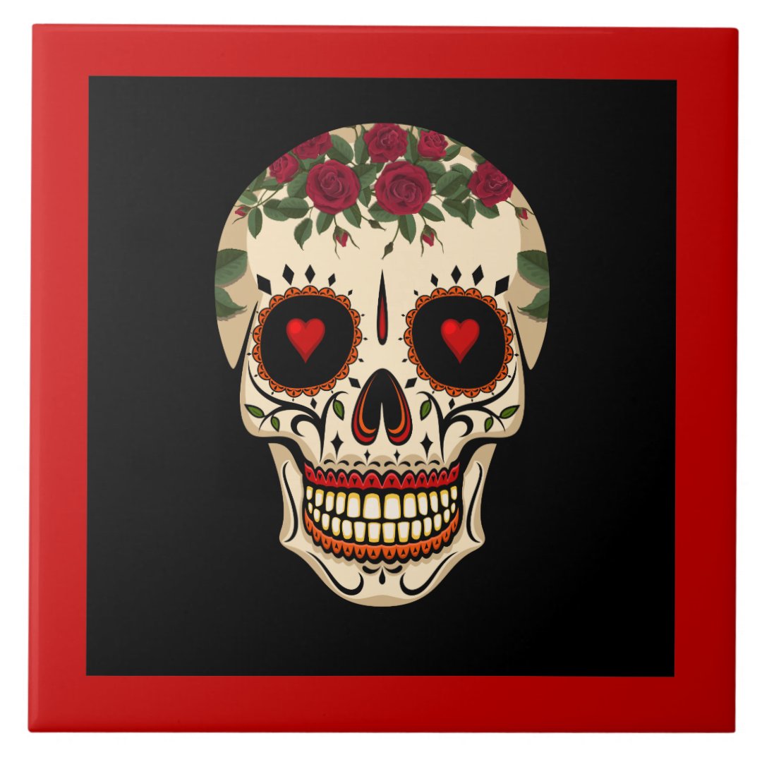 Day of the Dead Sugar Skull Ceramic Tile | Zazzle