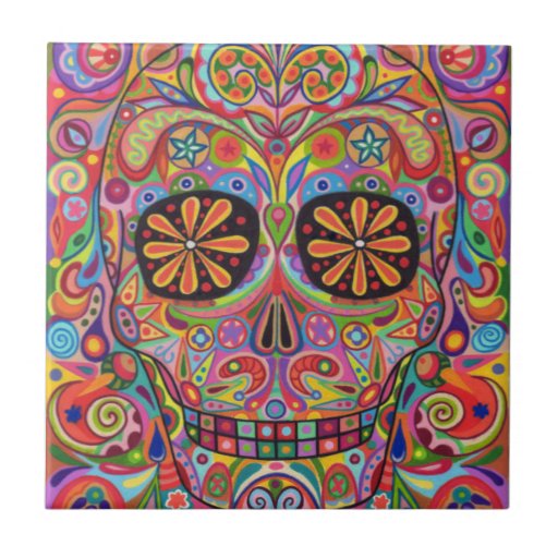 Day of the Dead Sugar Skull Ceramic Tile | Zazzle