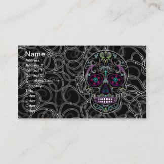 Day of the Dead Sugar Skull - Colorfully Black Business Card
