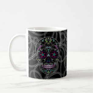Day of the Dead Sugar Skull - Colorfully Black Coffee Mug