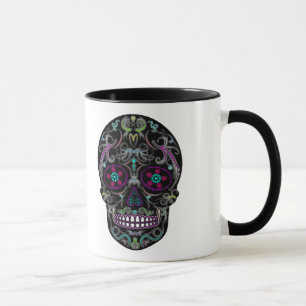 Day of the Dead Sugar Skull - Colorfully Black Mug