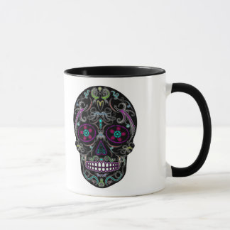 Day of the Dead Sugar Skull - Colorfully Black Mug